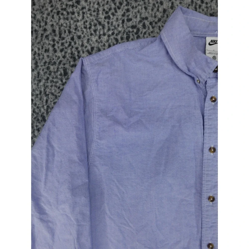 Nike Oxford Button Down Shirt Mens Large‎ Blue Long Sleeve Swoosh Logo